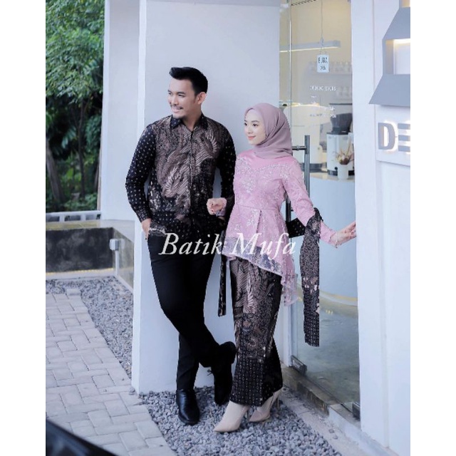 Kebaya batik couple KALENA Dusty (GRATIS HIJAB) KEBAYA MODERN Kebaya baju wisuda kebaya lamaran tunangan