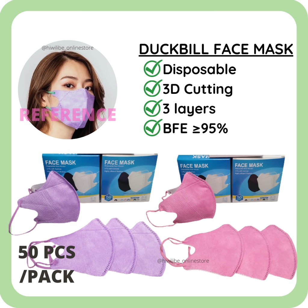 HWLB Masker Duckbill 1 warna isi 50 Careion dan Facemask garis penutup hidung