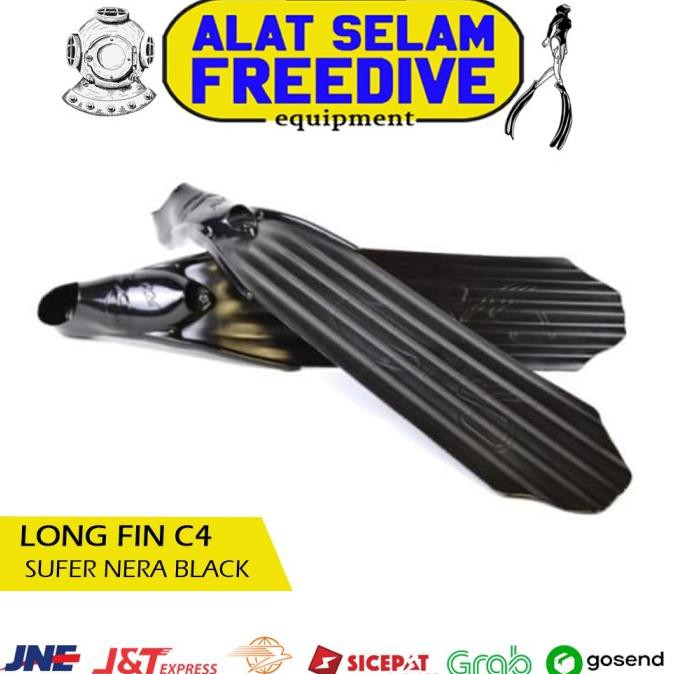Long Fin Kaki Katak Freediving Spearfishing Selam C4 Surfer Nera