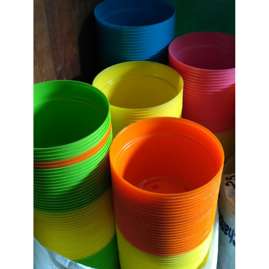  Pot  Plastik  Nkt  Warna Warni 20cm Shopee Indonesia