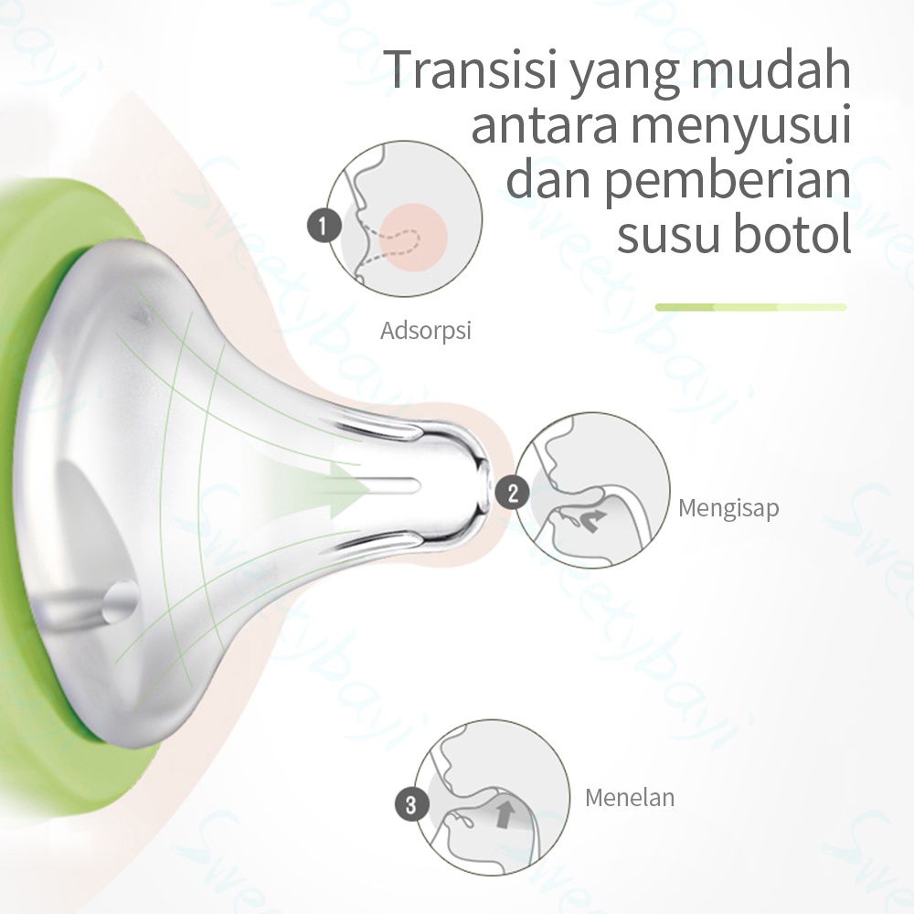 Sweetybayi Empeng bayi untuk pigeon Dot nipple peristaltic wide neck