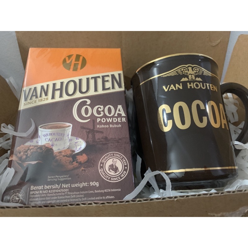 VAN HOUTEN COCOA POWDER 90 gr + LIMITED GELAS VAN HOUTEN / GOODIE BAG / HAMPERS / KADO