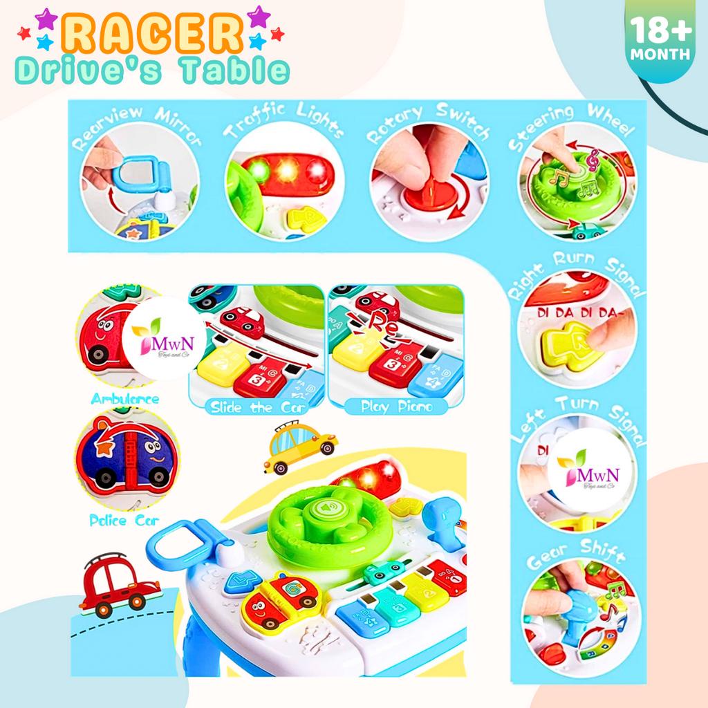 MWN Mainan Bayi Racer Drives Table Steering setiran 2in1