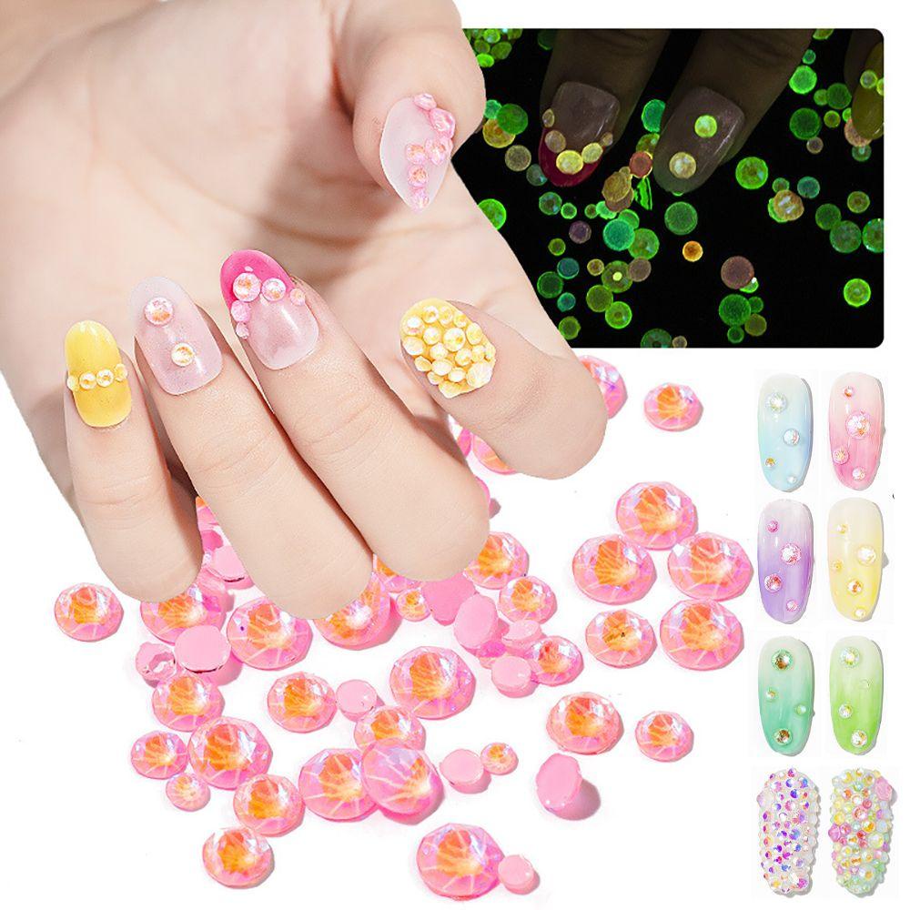 Agustina Dekorasi Nail Art Multi Size Colorful Auroral Neon Glow in the Dark Hiasan Kuku