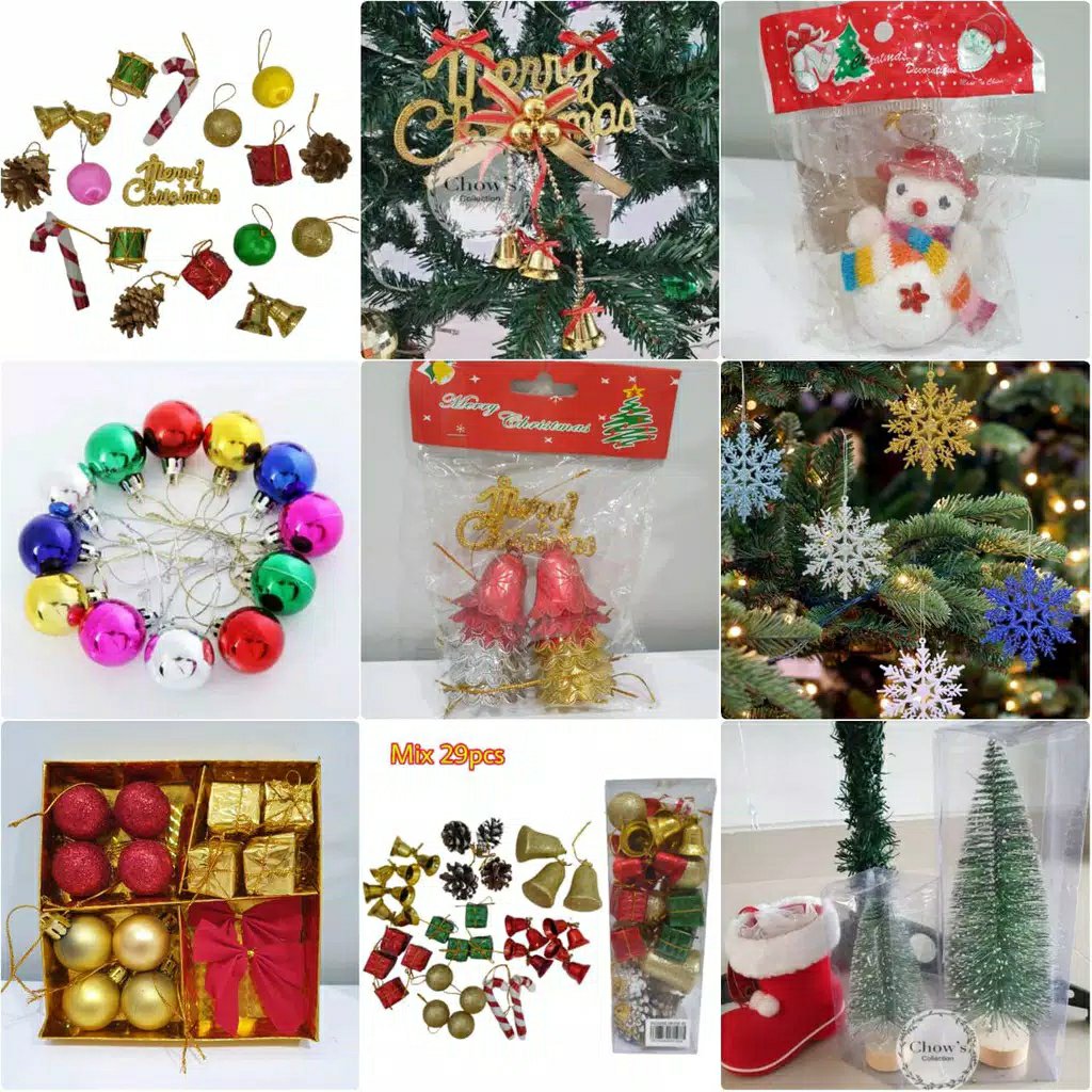 Aksesoris Ornamen Hiasan Gantungan Pohon Natal Lonceng Santa Claus Salju Rusa Bintang