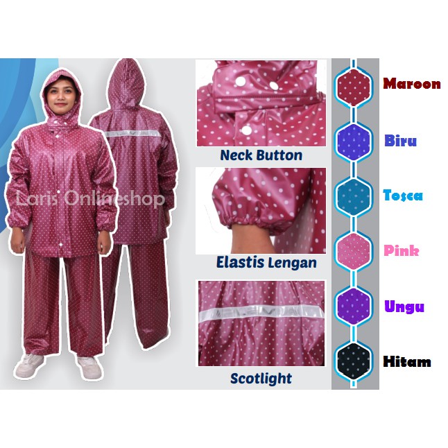 Jas Hujan Jaket Celana Pop Polkadot Plevia / Jas Hujan Jaket Celana Plevia 810-1