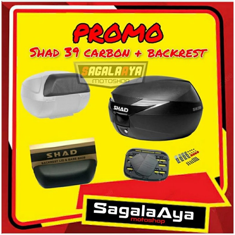 paket promo box shad 39 SH39 SH 39 carbon dan backrest busa sandaran dan baseplate tatakan cocok bea