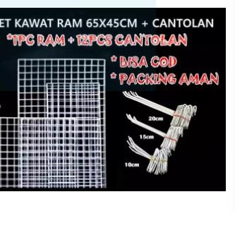 Kawat Ram 65x45 Cm 3mm - Rak Display Aksesoris HP - Rak Gantung putih