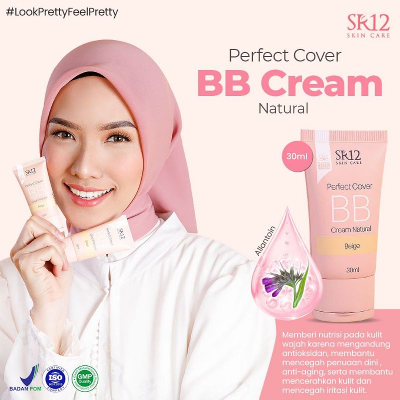 Perfect Cover BB Cream Natural Beige SR12 Herbal Skincare Kosmetik BPOM Pelembab Foundation Distribu