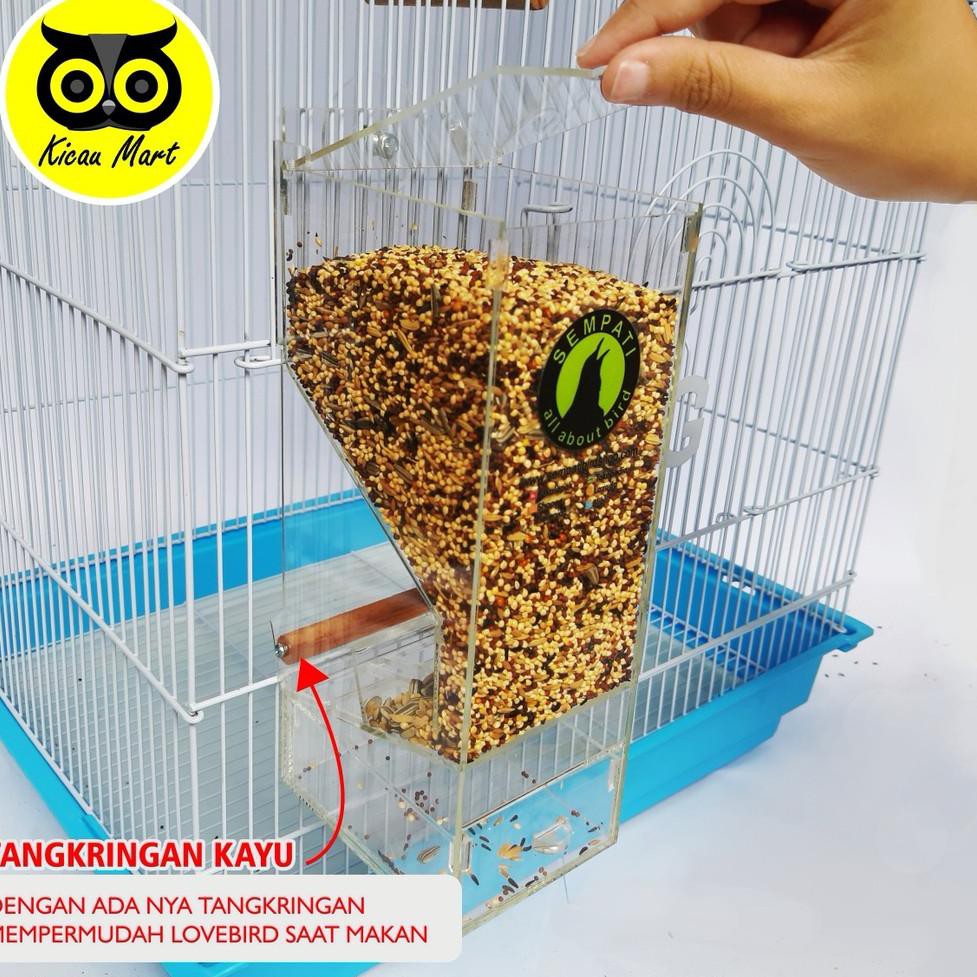 Ct5CodeDISPENSER SOLITER WADAH PAKAN BURUNG LOVEBIRD AKRILIK PREMIUM SEMPATI TEMPAT MAKAN LOVE BIRD