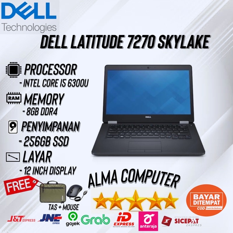 LAPTOP DELL LATITUDE E7270 GEN 6 CORE I5 RAM 8GB SSD 256GB MULUS NO MINUS