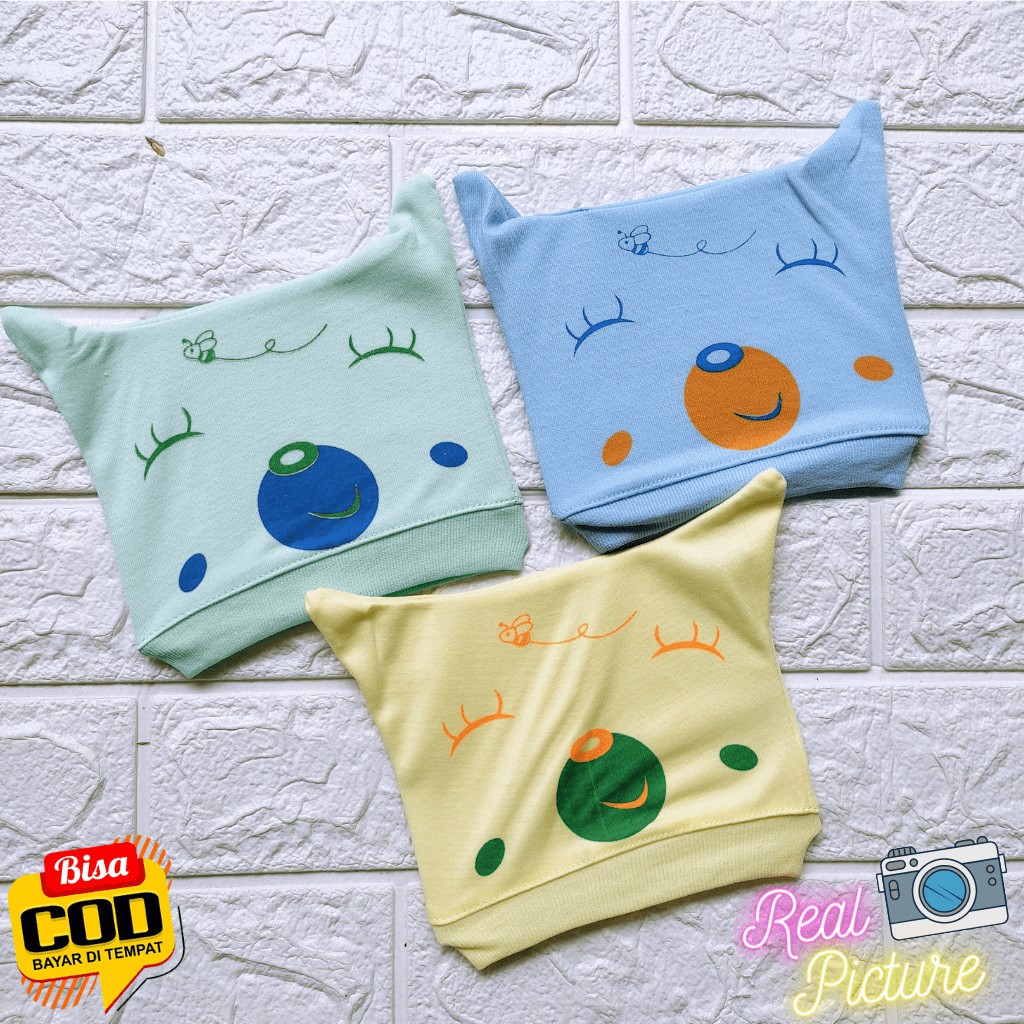 3 Topi Kupluk Bayi 0-12 Bulan / Topi Bayi Newborn Pelindung Kepala