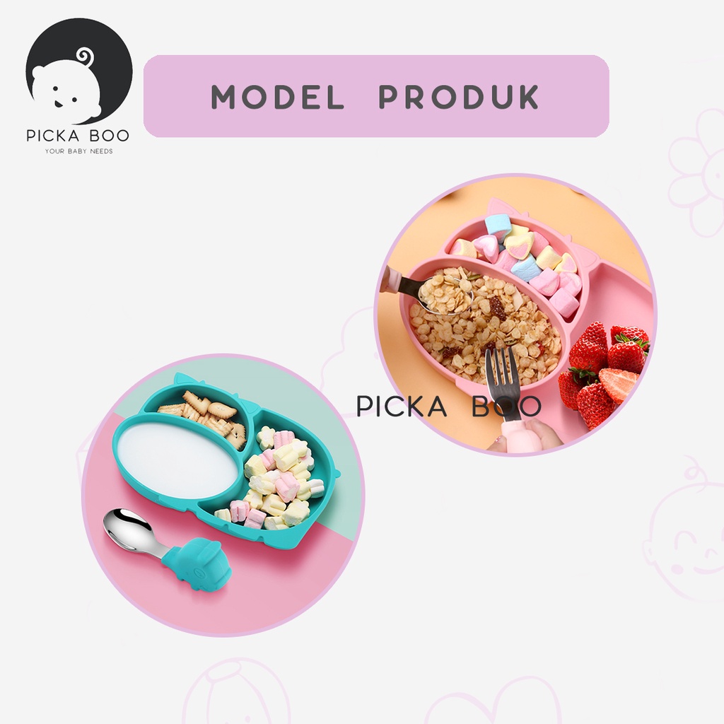 PICKA BOO Peralatan Makan Anak Lengkap Bahan Silikon