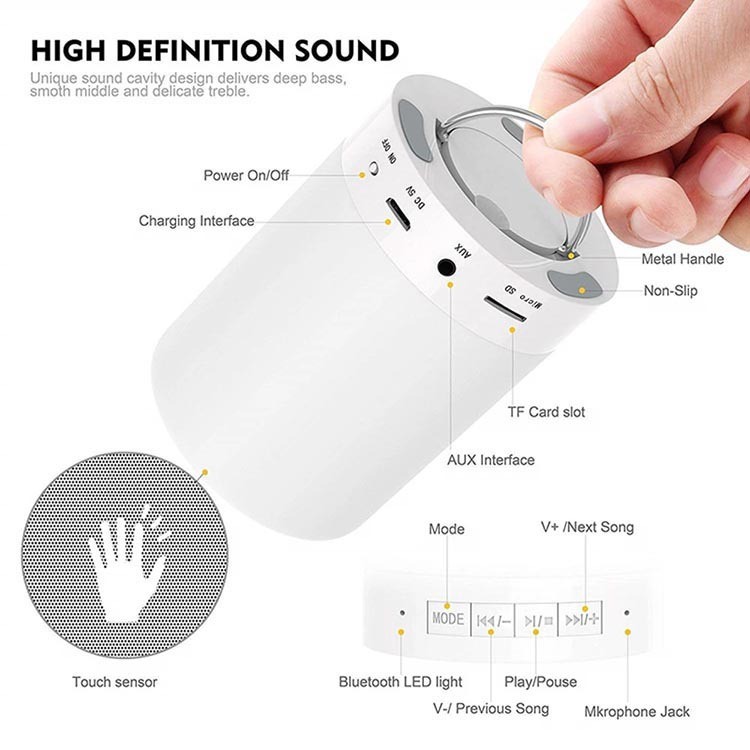 Speaker Bluetooth CL-671 Smart Touch RGB Nigh Light Lamp LED Disco CL671 Music Lampu Tidur