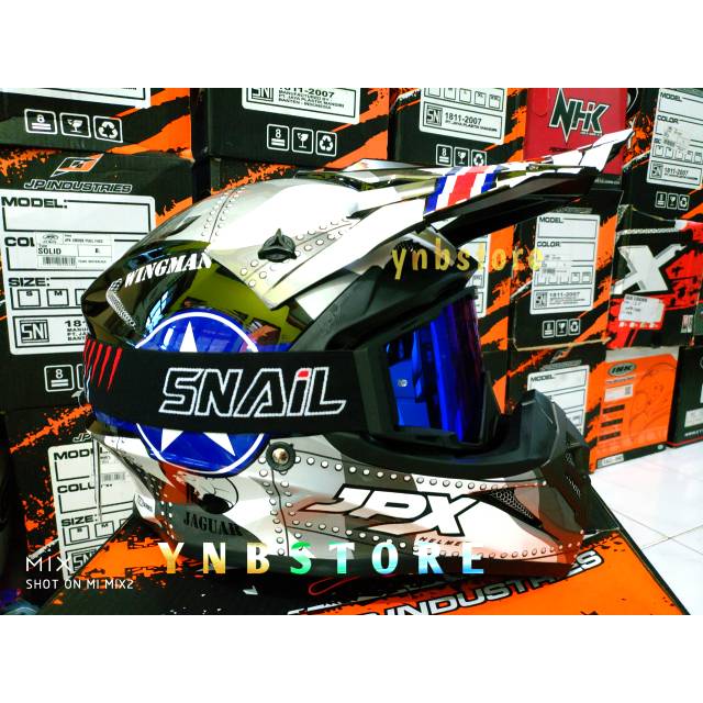Helm JPX Cross Fox1 X30 Wingman Jaguar Super Black Glossy Plus Snail Mx40 Mx36 Mx30