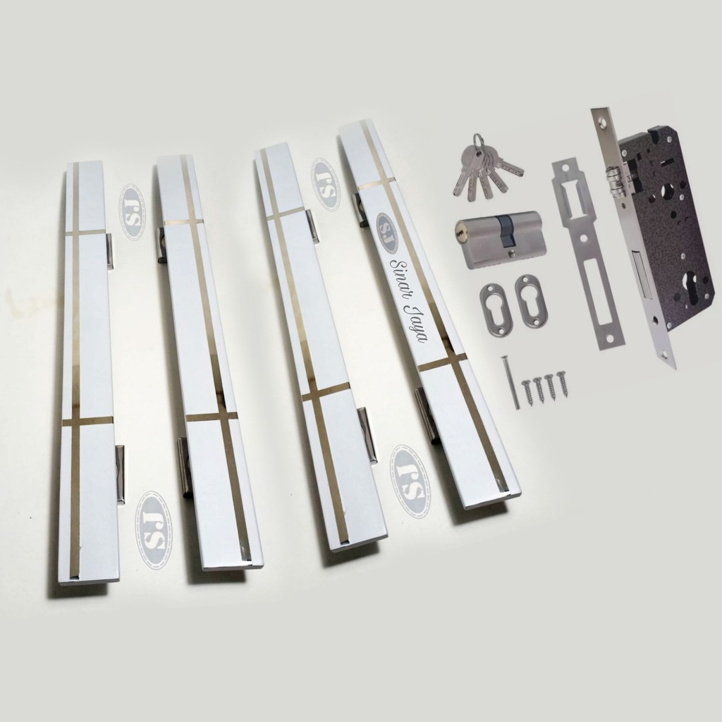 satu set gagang pintu rumah 60cm / 80cm minimalis handle tarikan pegangan pintu stainless termurah
