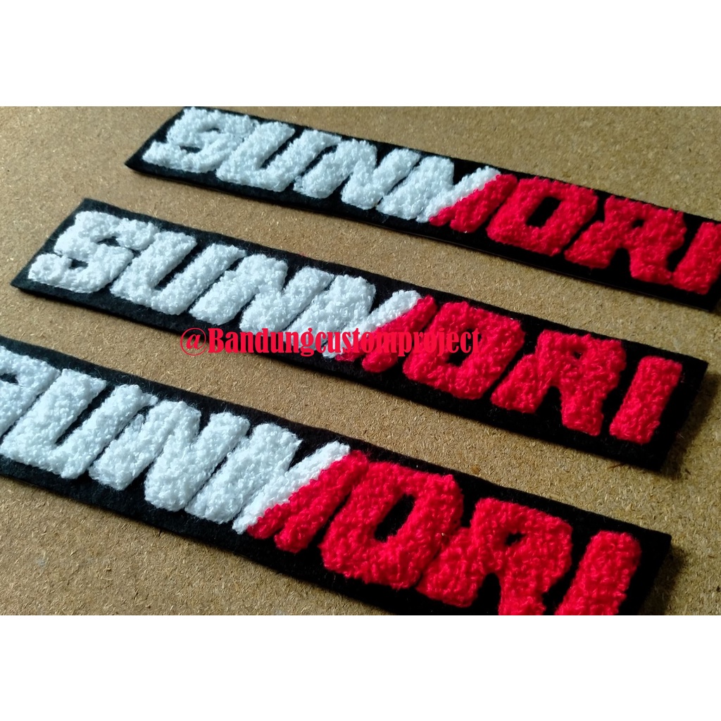 PATCH BADGE EMBLEM SUNMORI BORDIR  CHENILLE/HANDUK  VARSITY 28cm x 5 cm