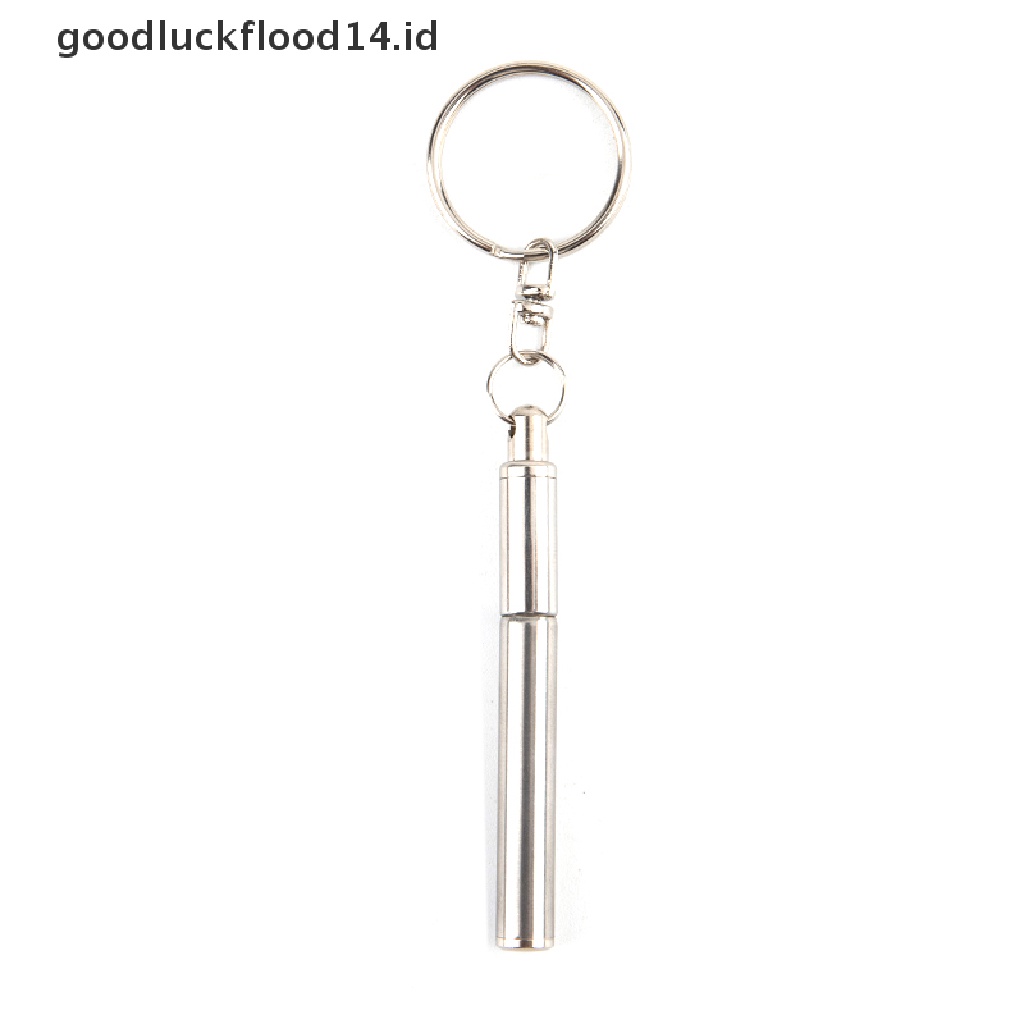 [OOID] Portable Telescoping Tool Pen Metal Key Ring Stainless Steel Keychain Gift ID