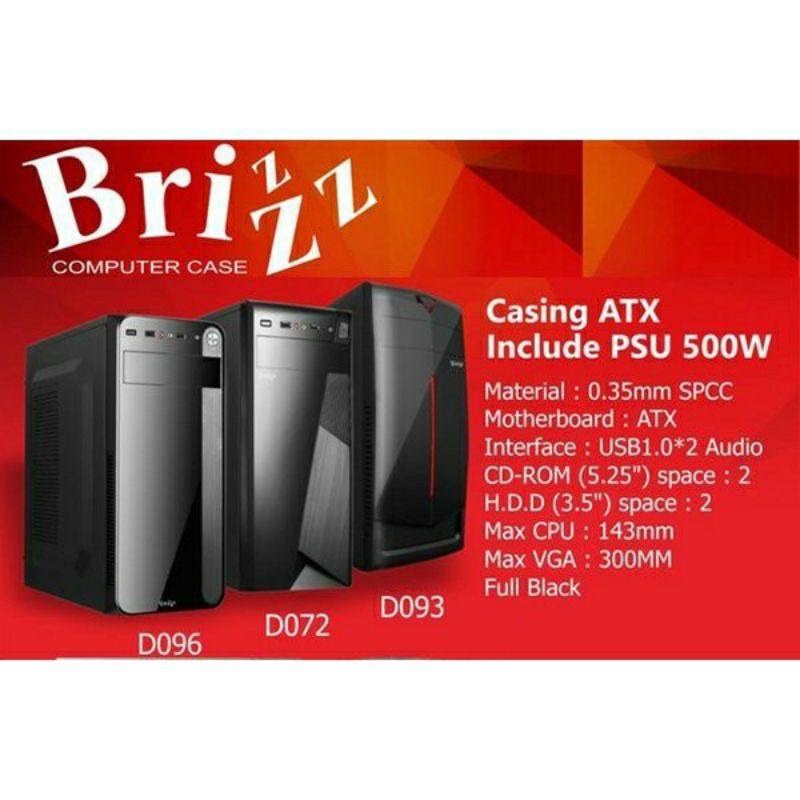 CASING BRIZZ ATX PSU 500W, CASING KOMPUTER BRIZZZ PSU 500W