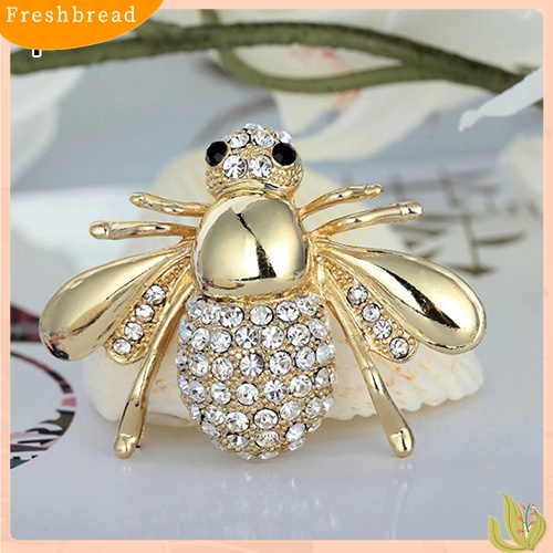 Fresh| Bros Pin Bentuk Lebah Madu Aksen Kristal Berlian Imitasi Warna Silver / Gold Untuk Wanita