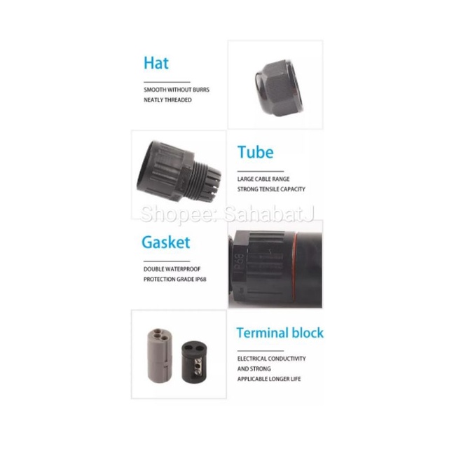 IP68 Waterproof Wire Connector Sambungan Kabel Tahan Konektor Air Anti Air 2 Pin 3 pin CDF-M3