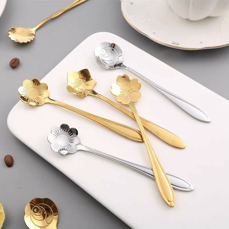 Sendok Teh Kopi Dessert Bahan Stainless Steel TEBAL Sendok Teh KOREA Mewah Aesthetic Unik Alat Makan