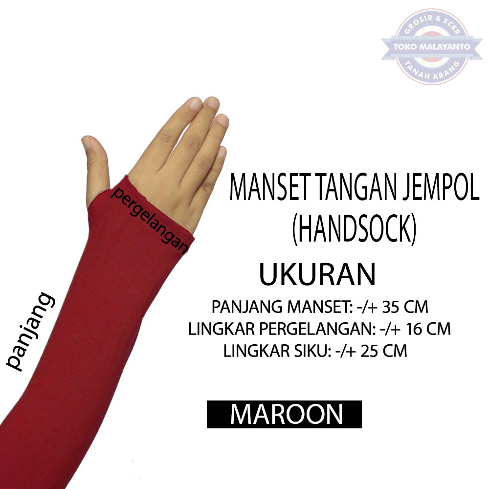 MANSET TANGAN DAN MANSET TANGAN JEMPOL  Pria dan Wanita/Fingerless/Handshock Jempol Polos Bahan KAOS-Maroon