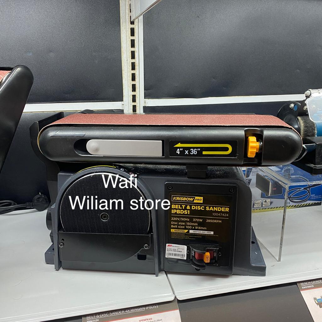 Krisbow MESIN AMPLAS DUDUK / Belt & Disc Sander 10x91 Cm