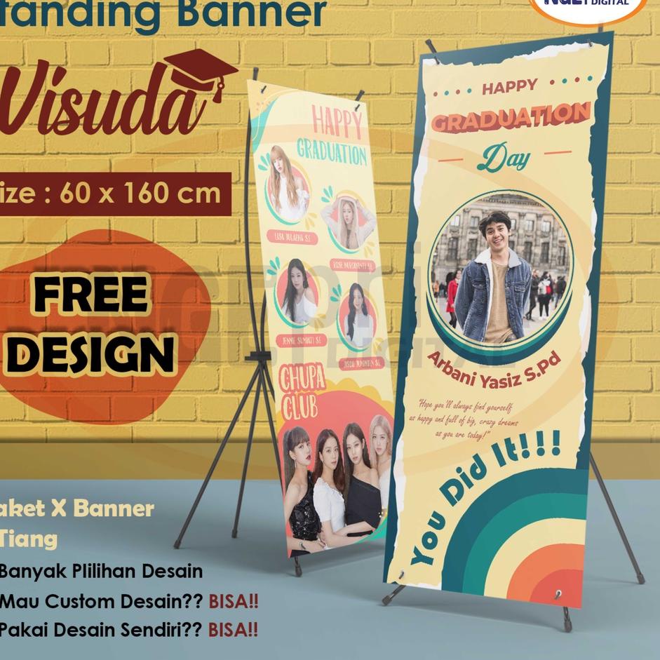 ❤[Layak Dibeli]❤ Banner Wisuda Custom Free Design / Cetak X Banner Wisuda, X Banner Wedding, X Banne