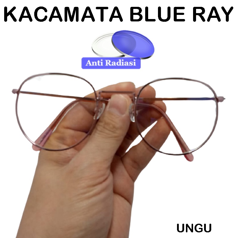 Kacamata Anti Radiasi Komputer HP Lensa Blue Light Blocking Fashion Wanita Pria Unisex Frame Oval Metal / Besi / Kacamata Anti Sinar Biru