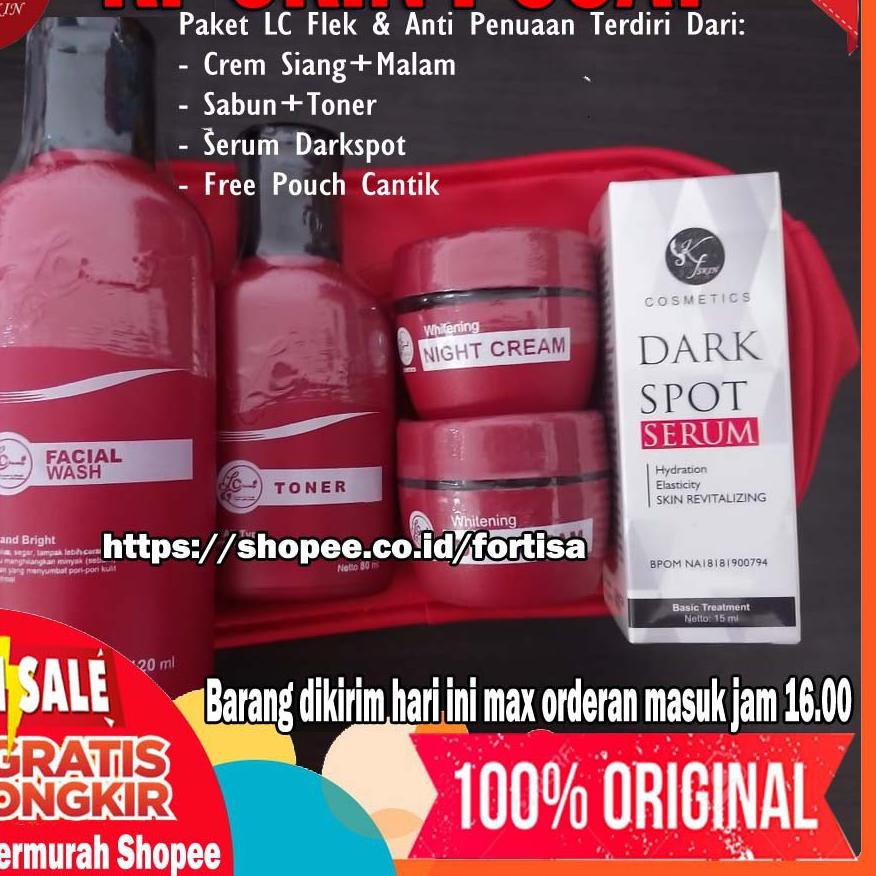 Dijual / HEMAT Paket FLEK+Bekas Jerawat (paket basic+serum Darkspot)  LC BEAUTY CREAM KF SKIN CARE K
