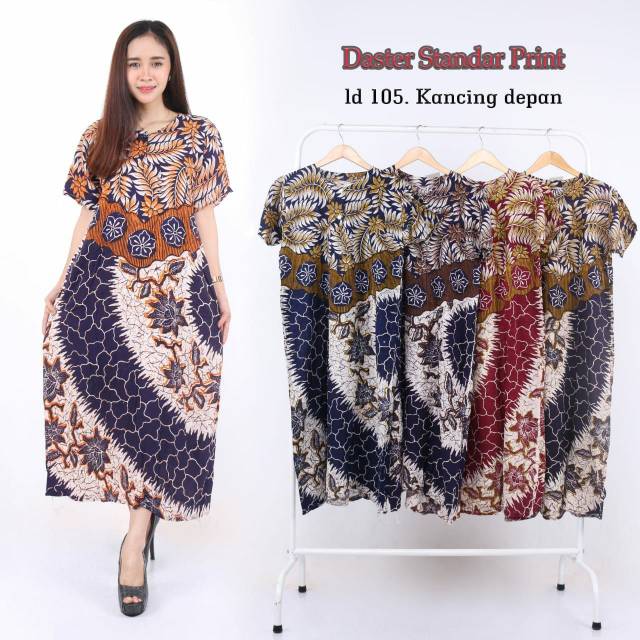  Daster  Kencana  Ungu  Batik  Motif Abstrak Leher Kancing 