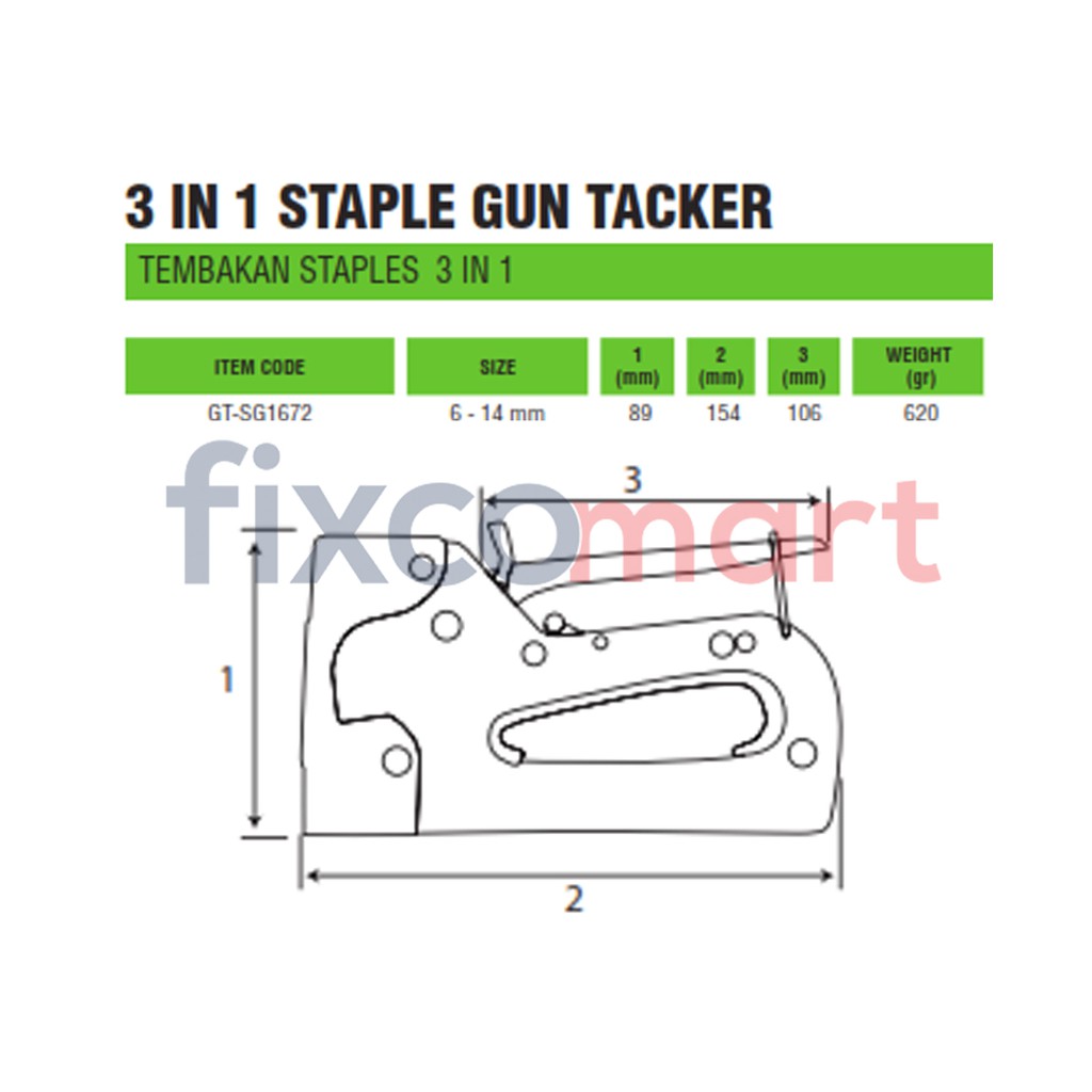 Tekiro Staples Gun Tracker / Tekiro Tembakan Staples 3 in 1 Standar 6-14 Mm