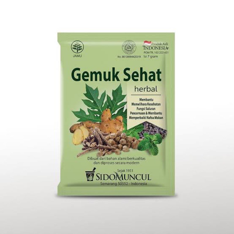 

JAMU GEMUK SEHAT SIDOMUNCUL 10's - Membantu Memperbaiki Nafsu Makan SIDO MUNCUL JAMU TRADISIONAL HERBAL DIDEL (COD)