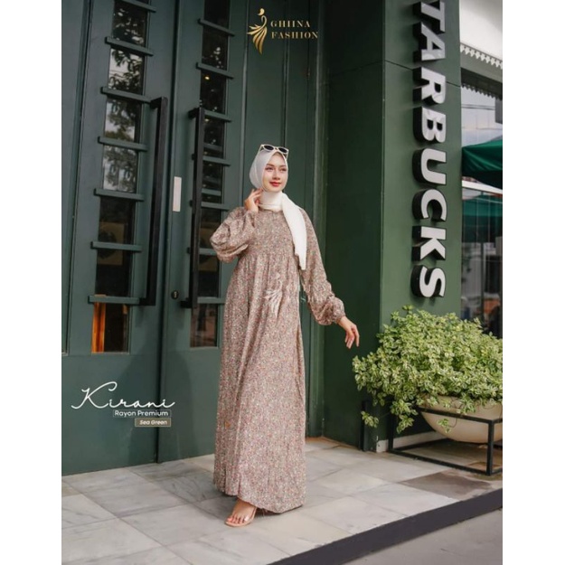Kirani Dress by Ghina Fashion/ Dress Rayon Motif Bunga Kecil