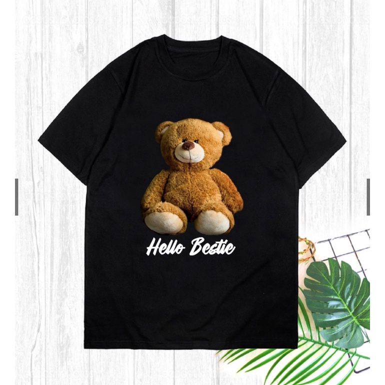 FC - KAOS OVERSIZE HELLO BESTIE // kaos couple bear bestie T- shirt
