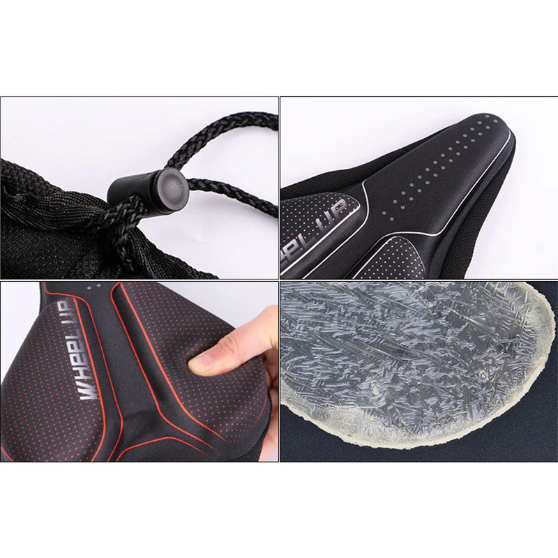 WHEEL UP Cover Jok Sadel Sepeda Breathable Silicone Gel - CH659 - Black/Red