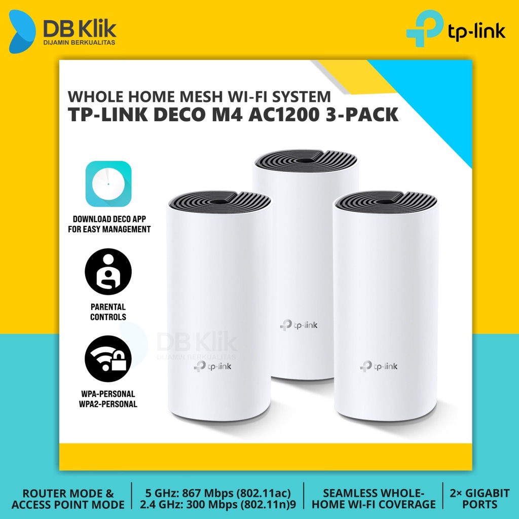 TP-LINK DECO M4 AC1200 Whole Home Mesh Wi-Fi System - DECO M4 3-PACK