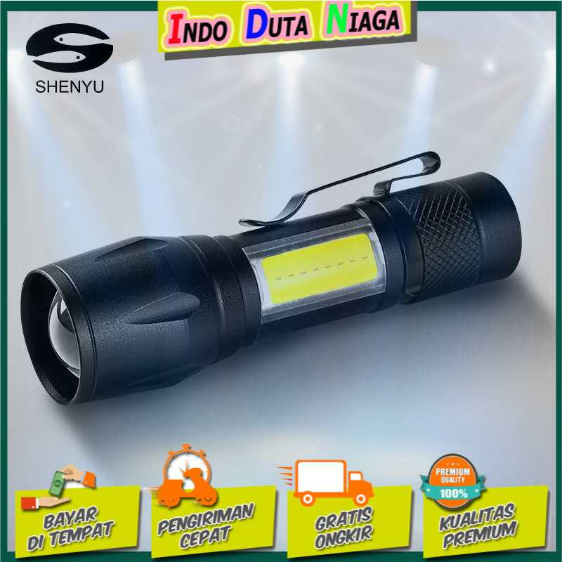 IDN TOOLS - TaffLED Senter LED Mini Q5 + COB 300 Lumens Battery Recjargeable 7098