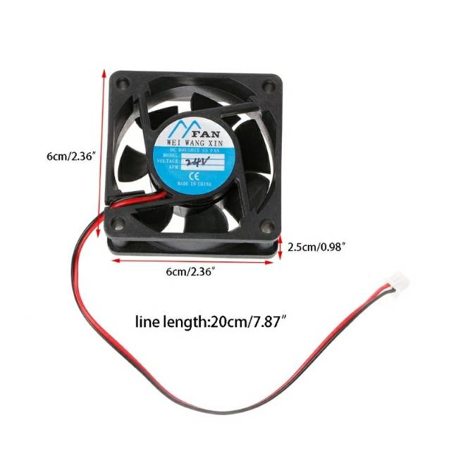 Kipas 60mm x 60mm x 25mm DC 24 V 2 Pin Cooler Brushless PC CPU case Cooling Fan 6025