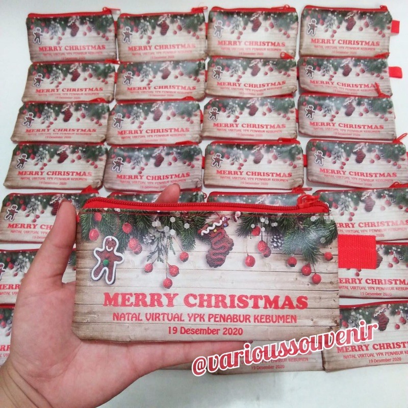 Dompet Pouch Panjang Souvenir Natal Sovenir Christmas Custom Nama Minim 25pcs Gereja Sekolah Minggu