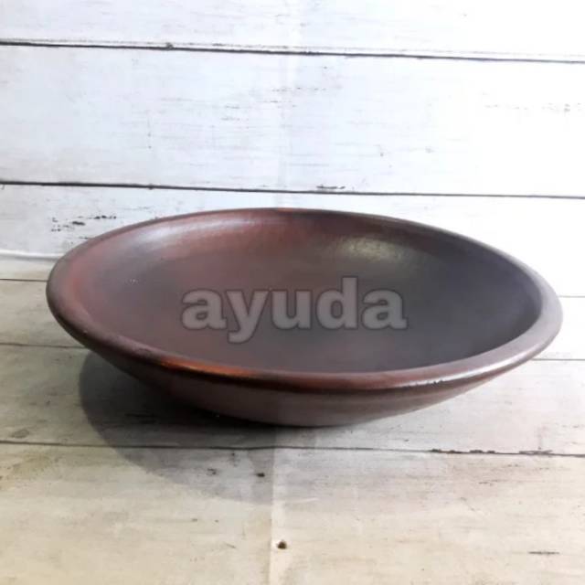 Cobek Tanah Liat Jumbo Piring Tanah Liat Diameter 24cm Bigsize Gerabah Tradisional