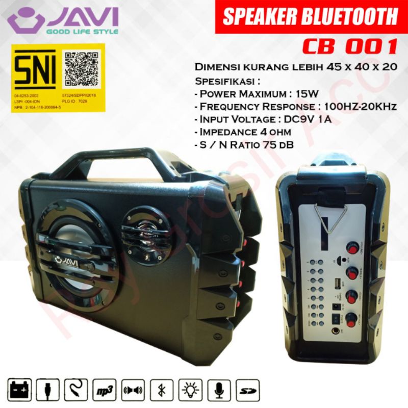 Speaker Bluetooth JAVI CB001 + Mic Remote karaoke JUMBO