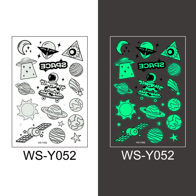 Stiker Tato Desain Roket Luar Angkasa Luminous Anti Air Untuk Anak
