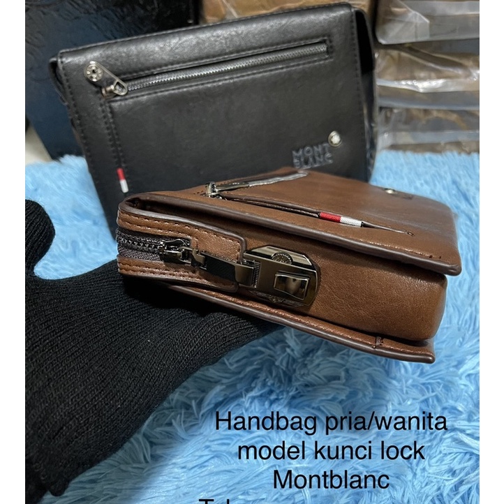 New Handbag Montblanc original premium pria/wanita Clutch 536 model kunci lock + gagang