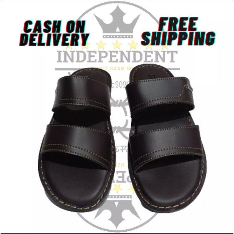 Sandal selop Kulit Pria levis hitam Original Kulit Asli Outsole Casual Formal Terlaris