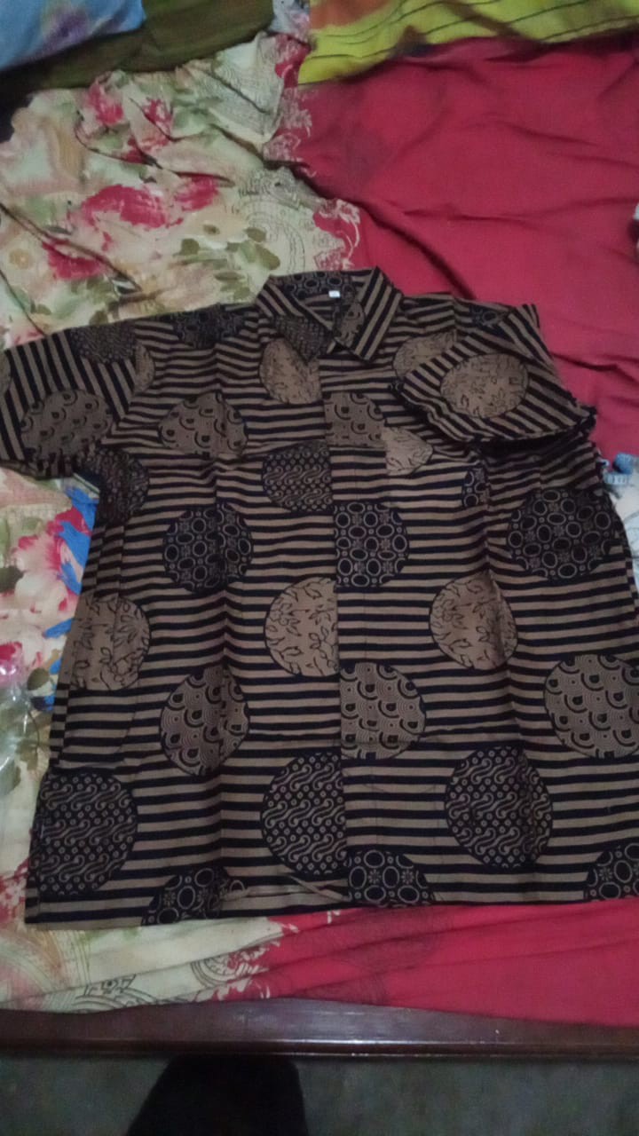 Bswart Batik Hrb026 Kenongo Hem Lawasan Sogan Lengan Panjang Padi Pekalongan M L Xl Batik Pria Murah