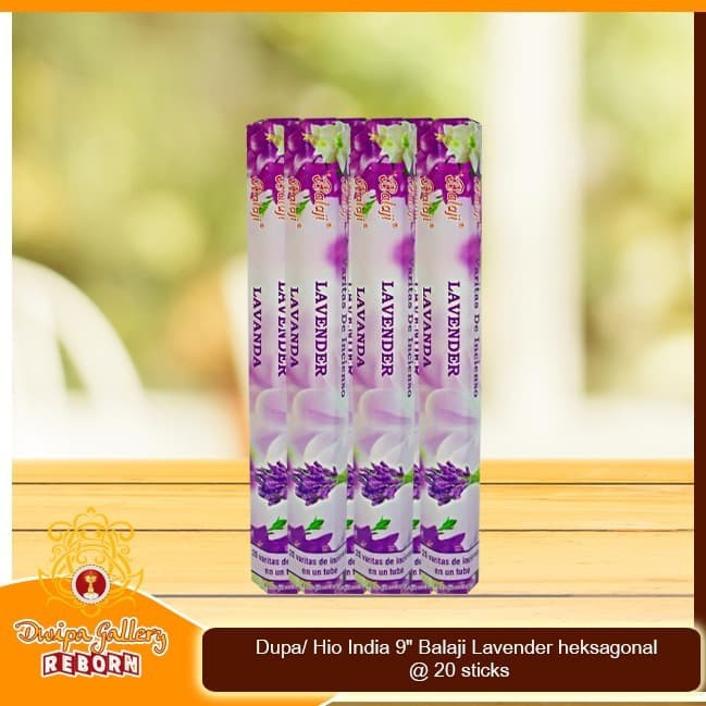 Dupa/Hio India 9&quot; Balaji Lavender heksagonal @ 20 sticks (6 pcs/box)