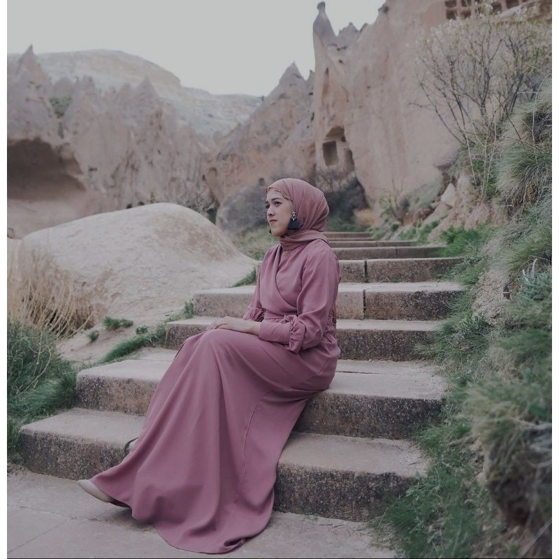 CAPPA DRESS SOFT MAUVE SIZE L BY HERWAYS