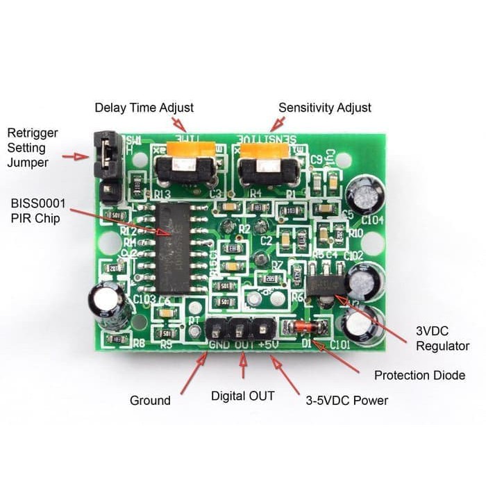 Sensor Motion PIR HCSR501 Arduino Detector Infrared Gerak Manusia